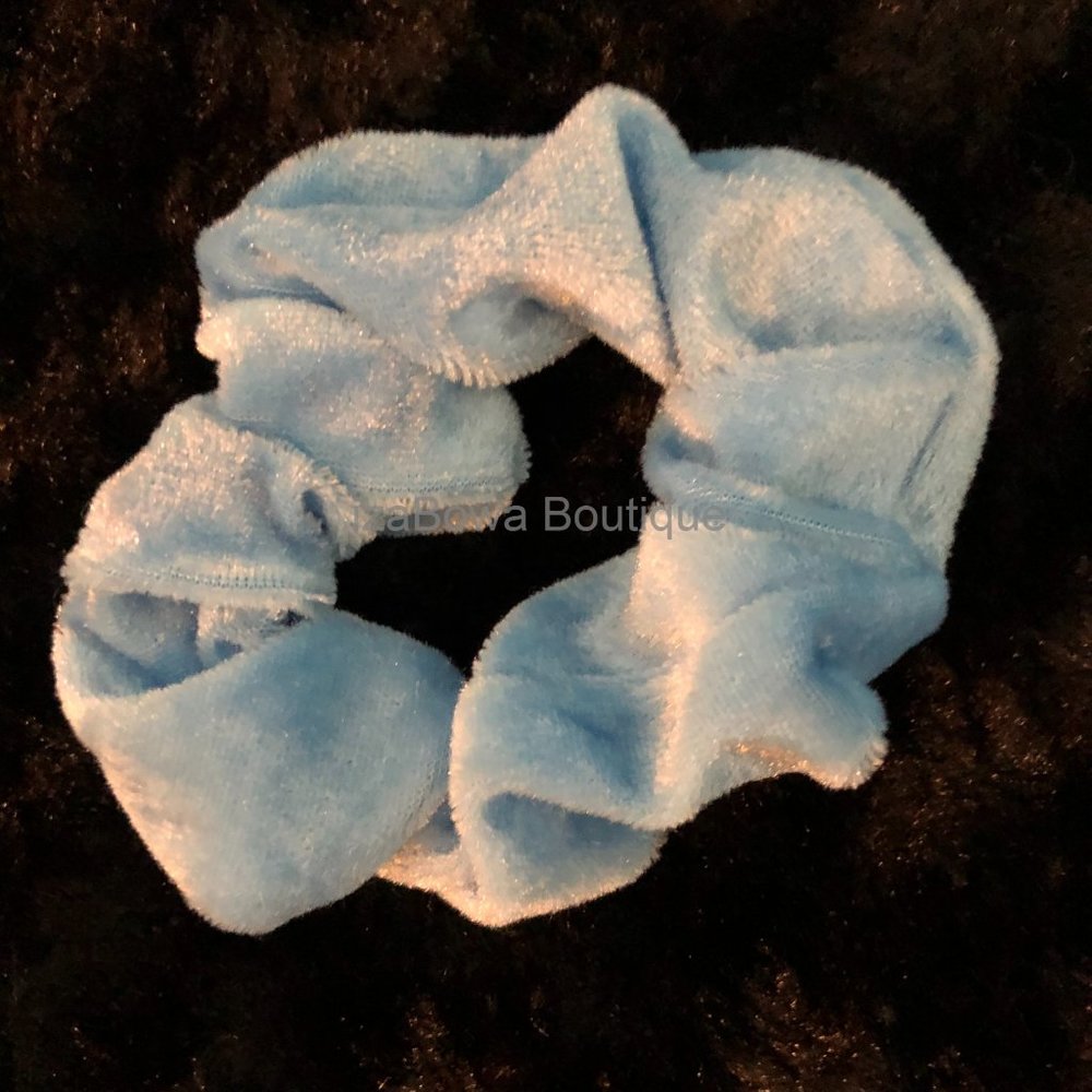 Soft Blue Velvet Scrunchie   (womens)  SC2655  Handmade NWT Boutique